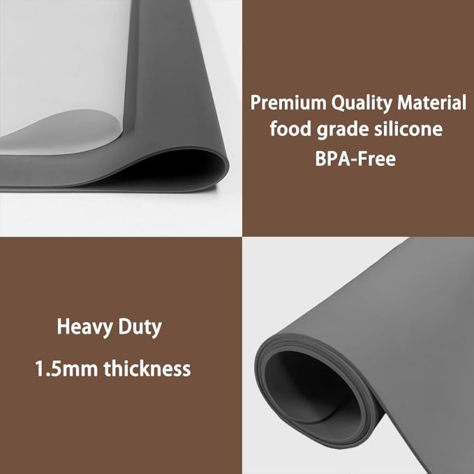 Silicone Mats for Kitchen Counter, 48"x32"(120cmx80cm) Large Heat Resistant Mat Kitchen Island Waterproof Countertop Protector Mat Nons-slip Extra Large Counter Mat, Semitransparent