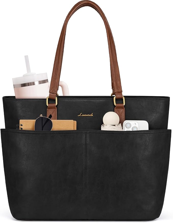 LOVEVOOK Work Tote Bag for Women, Retro Leather 17.3 Inch Laptop Bag by LOVEVOOK