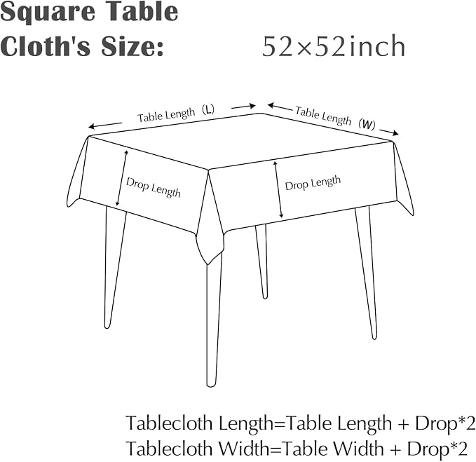 jinchan Black Farmhouse Floral Linen Square Table Cloth 52 x 52 Inch | Vintage - Image 5