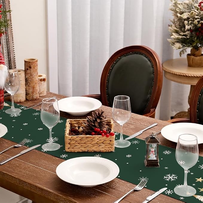Christmas Table Runner 13x48 Inch, Xmas Trees Snowflakes Holiday Decorative - Image 8