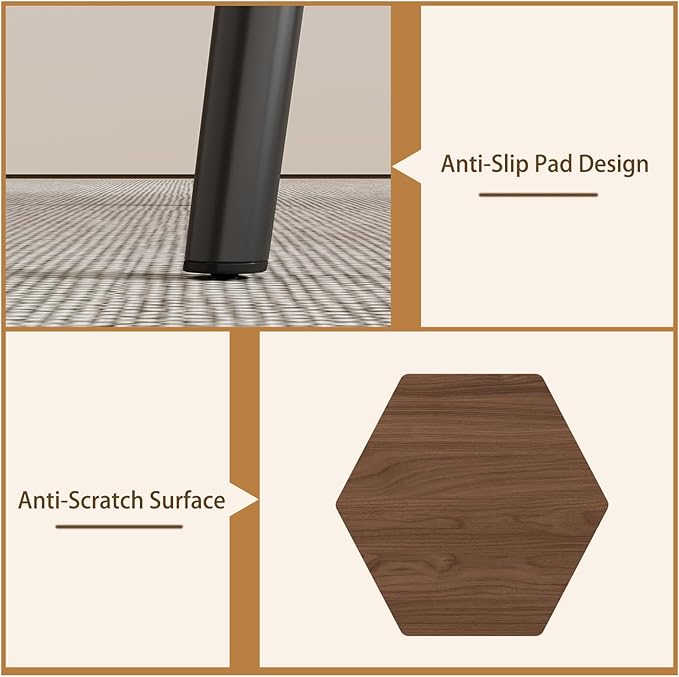47.2'' Dining Table Set for 2,Modern Wood Dining Table,Leather Dining Chairs 2,Table and Chairs Set of 2,Ideal for Kitchen Dining Room (Walnut Color Table + 2 White Chairs)