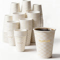 MOUMOULIFE Disposable Paper Coffee Cups 12 oz 100 Count, Leak-Proof Gold Gilded by moumoulife
