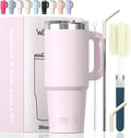 30 oz Tumbler with Handle, Tumbler with Lid and Straw, Double Wall Insulated by Watersy