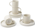 famiware 3oz Espresso Cups and Saucers, Matte White | Ceramic Small Coffee Mug by Famiware