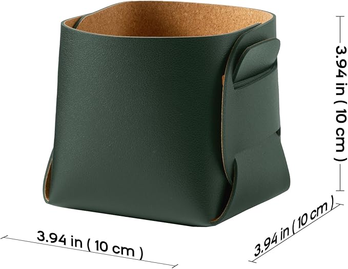 HOMIEAZICOZI 2-Pack Cork Leather Desk Accessories Storage - Pencil Pen Holder - Makeup Brush Holder Organizer - Stylish Addition to Home Decor (Dark Green)