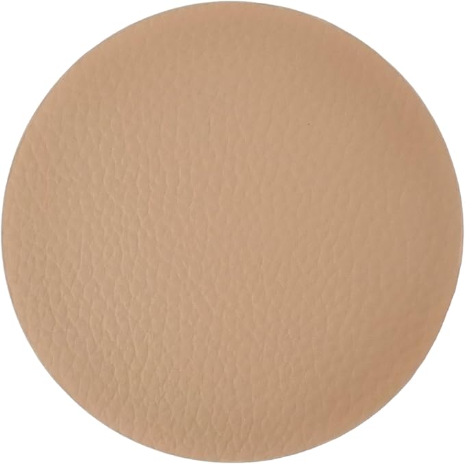 Nikalaz Round Placemats Set (Pack of 4) Recycled Leather Table Mats 15 inches, Kitchen Dining Table Decor by Nikalaz (Light Camel)