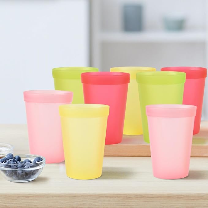 8-Pack 15.2oz Plastic Cups, BPA-Free Reusable Drinking Cups, Unbreakable PP - Image 9