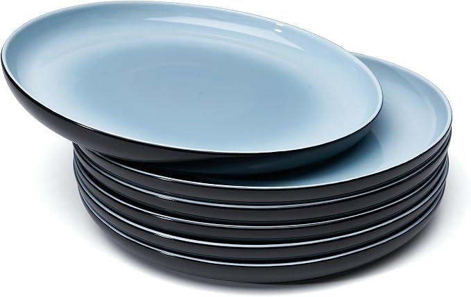 Sweese Porcelain Dinner Plates Set of 6, 10 Inch Lightweight Round Dish Set by Sweese