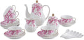 Pink Flowers Ceramic Tea Set，Tea Sets by Unknown