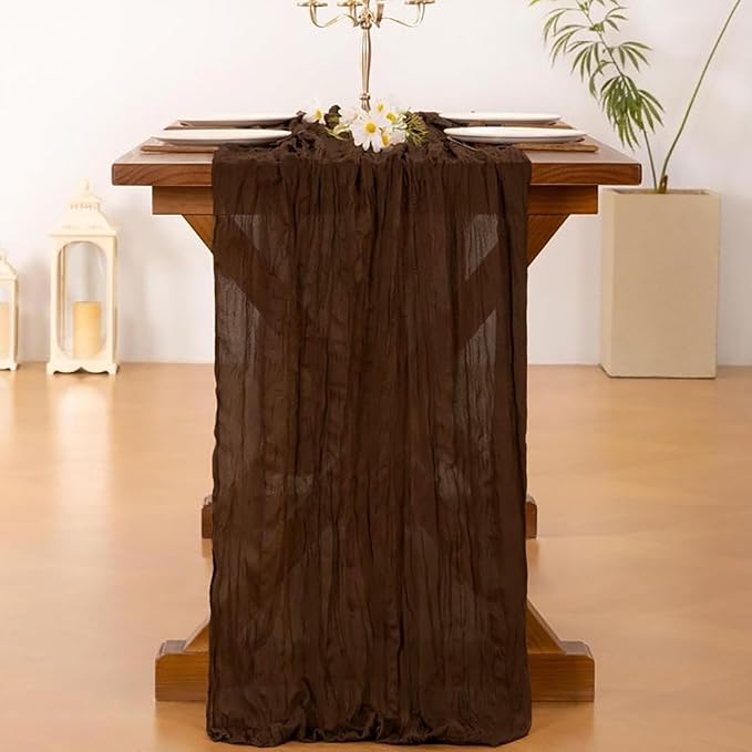 6Pack Brown Cheesecloth Table Runner 17x108 inch Sheer Brown Table Runners | - Image 2