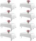 8 Pack White Table Cloth 60 x 102 Inch Polyester tablecloths for 6 Foot Rectangle Tables, Stain and Wrinkle Resistant Washable Fabric White Table Covers for Parties, Wedding, Banquet, Dining