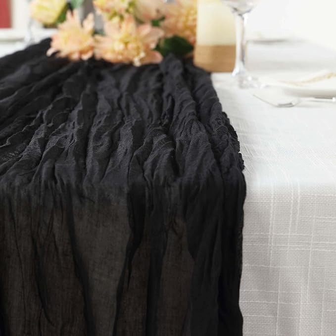 Efavormart 10ft Black Gauze Table Runner - Image 2