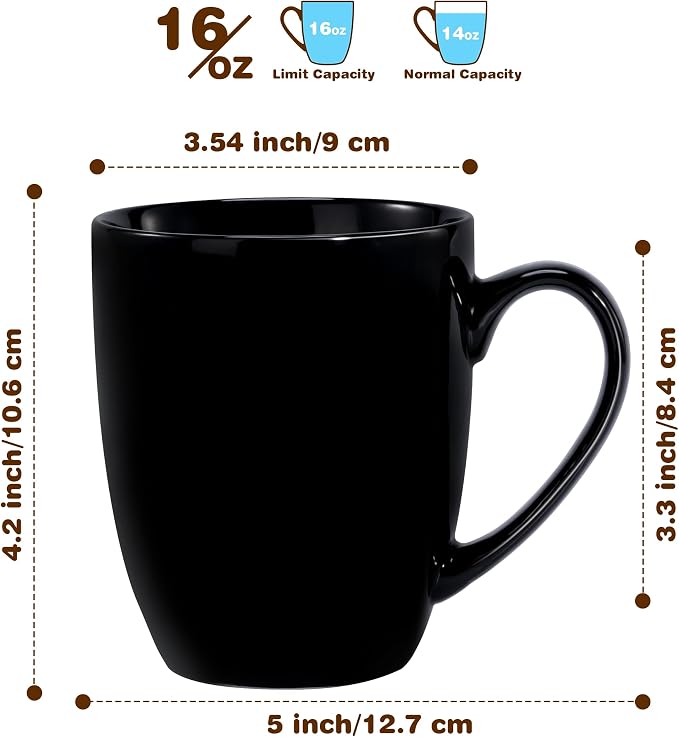 Urbanstrive 16 oz Large Coffee Mugs Set of 4 Ceramic Coffee Mug White Coffee - Image 2