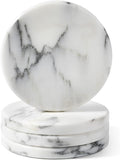 Koville Marble Coaster Set of 4, Round Coasters, 4" Stone Coaster for Drinks Coffee, Marble Coasters for Coffee Table Home Bar Decor, Heat Resistant, Gift Choice(Arabescato)
