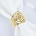 Efavormart 4 Pack | Shiny Gold Laser Cut Rose Metal Cuff Napkin Rings, by efavormart