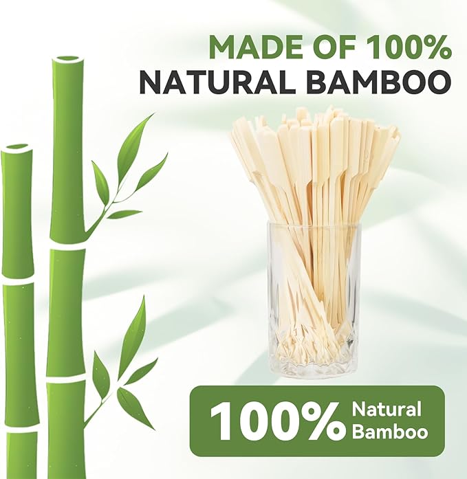 100PCS Cocktail Picks, Fancy Picks for Appetizers, Decorative Skewers for Appetizers Drinks Party Fruit, 10 Inch Long Wooden Bamboo Paddle Food Sticks Charcuterie Boards Accessories