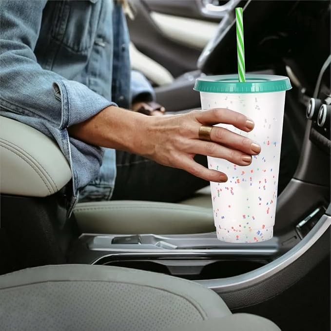 Color Changing Cups, 24 Pack 24oz Plastic Tumblers, Reusable Iced Coffee & - Image 5