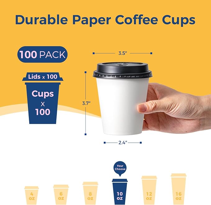 Fit Meal Prep 100 Pack 10 oz Disposable Coffee cups - Image 2