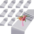 10 Pcs Silver Satin Table Runner 12 x 108 inches Long, Smooth Table Runner | by HTONTB