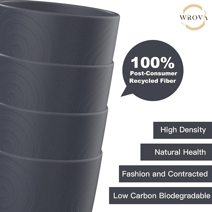 Wrova Wheat Straw Cups 8 PCS Good Alternative to Plastic Reusable Cups 12 oz - Image 4