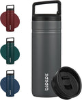 BJPKPK Insulated Water Bottle with 2 Lids,20 oz Double Wall Stainless Steel Vacuum Tumbler Travel Coffee Mug,Wide Mouth Thermal Cup,Grey