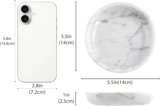 Small Natural Marble Jewelry Tray Key Plate Holder Dish Trinket Decor Catch All - Image 2