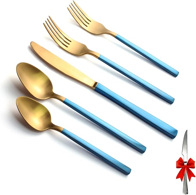 Silverware Set for 4,20 Pieces Forged Stainless Steel Flatware Set Cutlery Set,Heavy Duty and Modern Desgin,Fancy Tableware Cutlery Set for Home,Restaurant,Mirror Polished,Dishwasher Safe