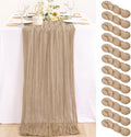 12 Pack Nude Cheesecloth Table Runner 10ft Boho Gauze Taupe Home Decor | by MLMC