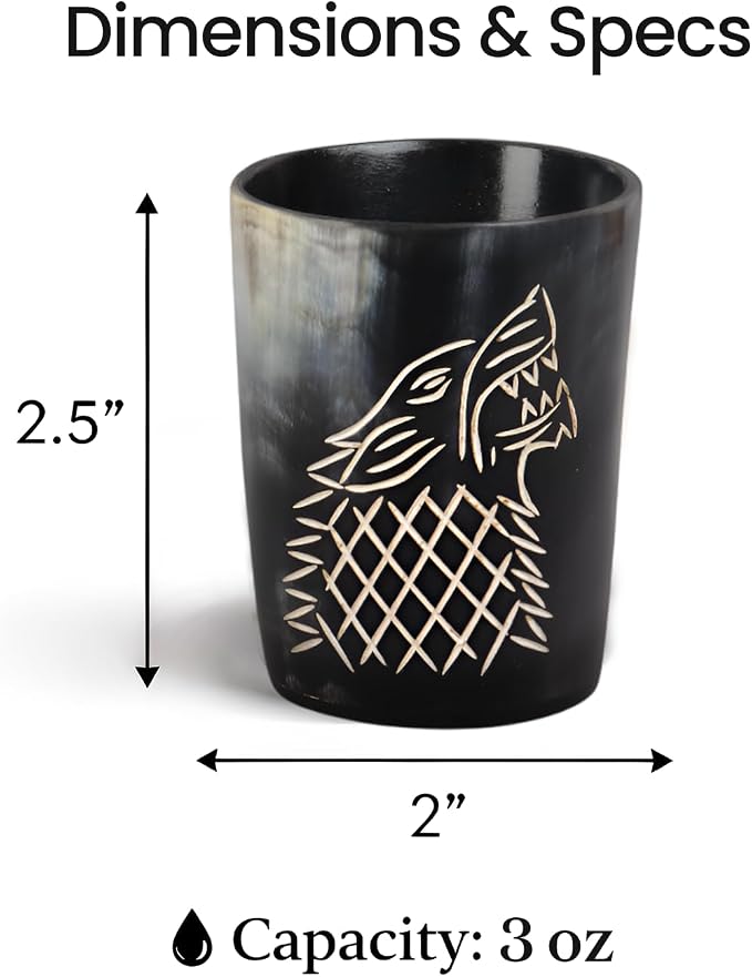 Handicrafts Home Viking Horn Shot Glasses Set of 4, Handmade Natural Ox Horn - Image 6