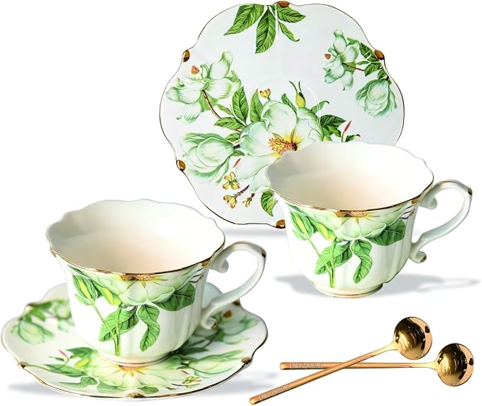 Vintage Floral Tea Cup and Saucer Set by Unknown