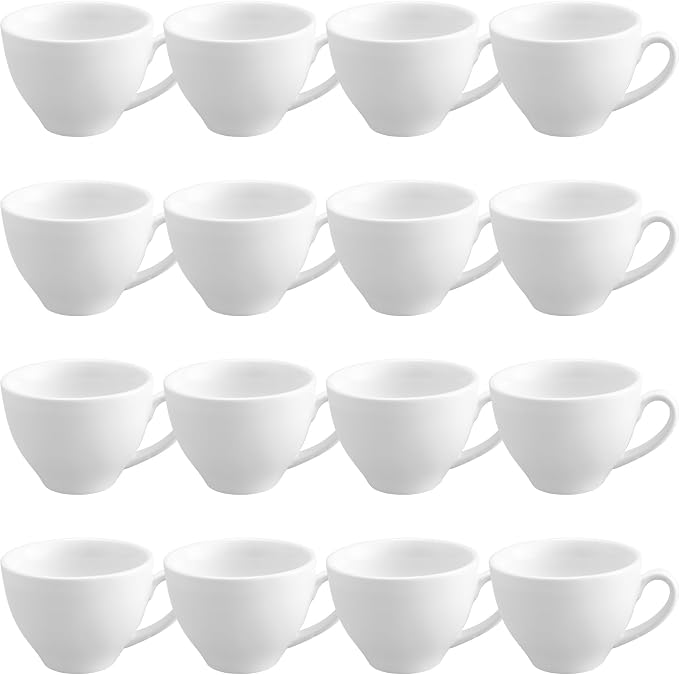 Reallnaive 16 Pieces 4.4 oz Porcelain Espresso Cups Set White 130ml Durable by Unknown