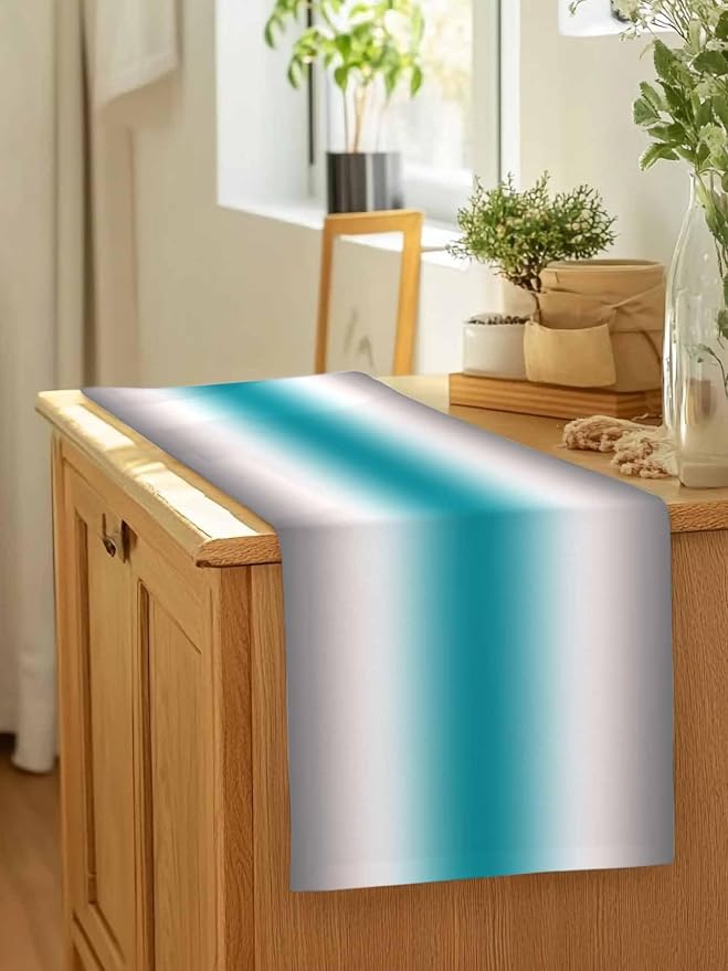 Turquoise Gray Ombre Table Runners 90 Inches Long, Farmhouse Teal Gradient - Image 7