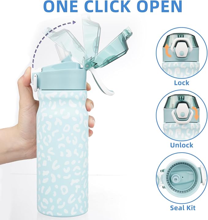 BJPKPK 18 oz Water Bottle with Straw & Handle, Insulated Stainless Flask | Leak - Image 3