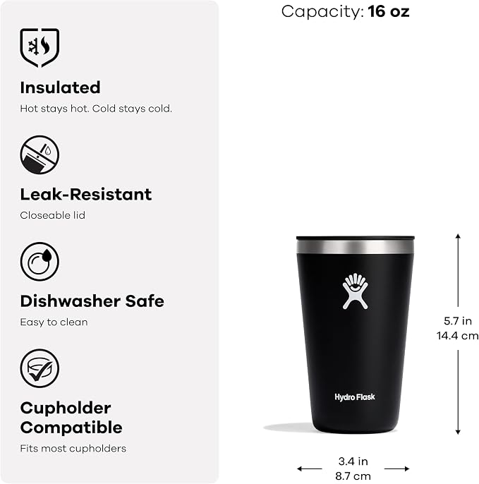 Hydro Flask Stainless Steel 16 OZ All Around Tumbler Indigo, Dishwasher Safe - Image 3