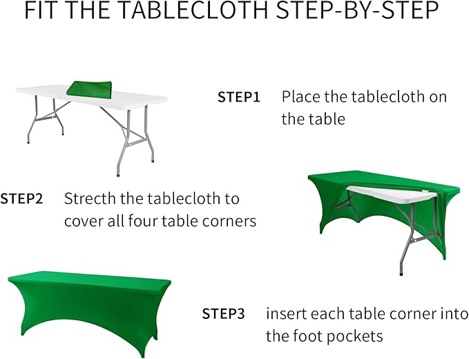 Fokitut 6 Pack Spandex Table Cover for 6FT Table Universal Fitted Stretch Tablecloth for Party, Banquet, Wedding and Events-Emerald