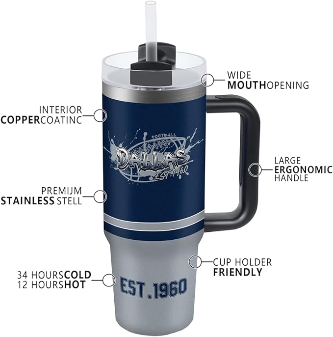 30 oz Tumbler with Handle and Straw,Car cup,Coffee Mug,100% Leakproof Insulated Tumbler with Lid and Straw,Made of Stainless Steel,Cup Holder Friendly Base,Classic Collection Gifts for Fans