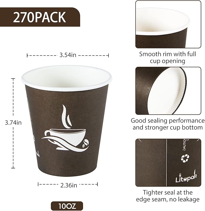 LITOPAK 270 Pack 10 oz Paper Cups, and Events - Image 2