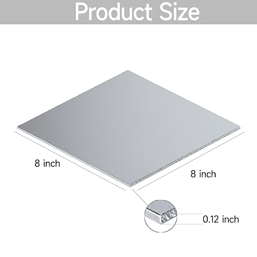 304 Stainless Steel Sheet - 8" X 8" X 1/8" Thin Stainless Steel Plate 1/8 Inch Thickness with Protective Film Metal Sheets Shim Stock Sheets for Kitchen DIY Crafting etc. (203 x 203 x 3 mm)