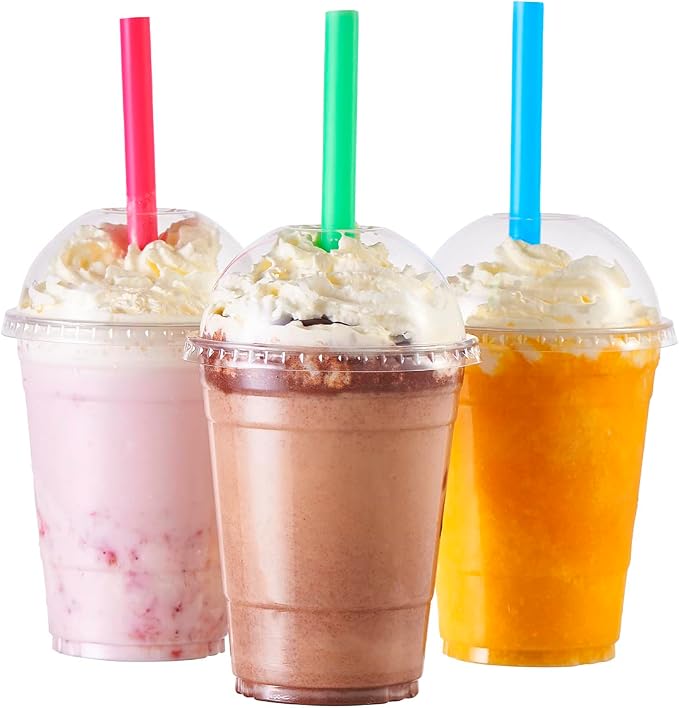 Plastic Cups With Dome Straw Slot Lids PET Crystal Clear Disposable Togo Cup by FULING