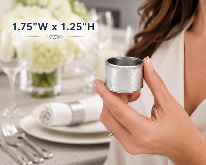 ALPHA Living HOME Silver Napkin Rings Set of 12 Premium, 100% Metal - Image 4