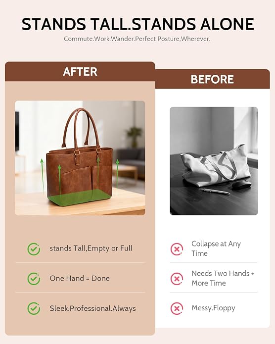 Laptop Tote Bag for Women, Leather Work Tote - Image 8