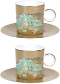 KAMMAK Tea Cups and Saucers Set of 2, Porcelain Coffee Cups, JBE008 | Stackable by KAMMAK