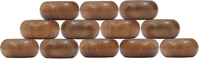 Napkin Rings, Wood Napkin Rings Napkin Holders Buckles for Dining, Anniversary, Birthday, Dinner, Christmas, Party of Table (Half Round Set of12)