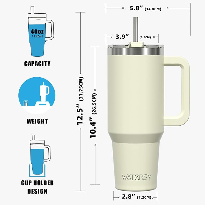 40 oz Tumbler with Handle, Tumbler with Lid and Straw, Double Wall Insulated - Image 8