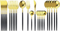 JASHII Flatware Serving Set 24 Piece, Stainless Steel Silverware Set, Titanium by JASHII