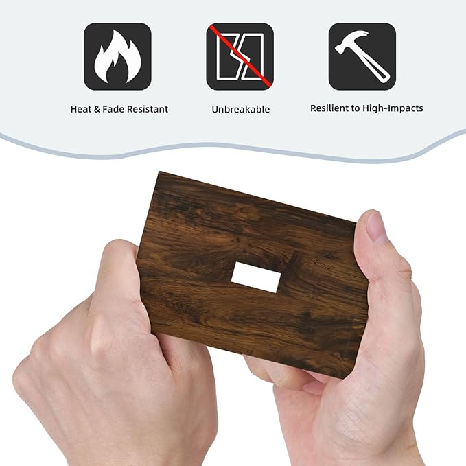Decorative Light Switch Cover Brown Rustic Wood Grain Vintage Wooden Texture 1 Gang Wall Plate Cover Single Toggle Outlet Covers Switchplate Electrical Faceplate for Cabin Bedroom Decor（2 Pack）
