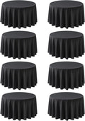 8 Pack Round Tablecloth 108 Inch Black Table Cloth for Round Tables, Washable Polyester Tablecloth Stain and Wrinkle Resistant Decorative Table Cover for Wedding Party Dining Banquet