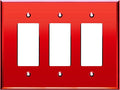 LIDER Reflective Acrylic Decorator Wall Plate, Mirrored Light Switch Plate, Plexiglass Outlet Cover, Acrylic Glass, Oversized 3-Gang 5.25" x 7.06", LWP-33O-ARD, Red