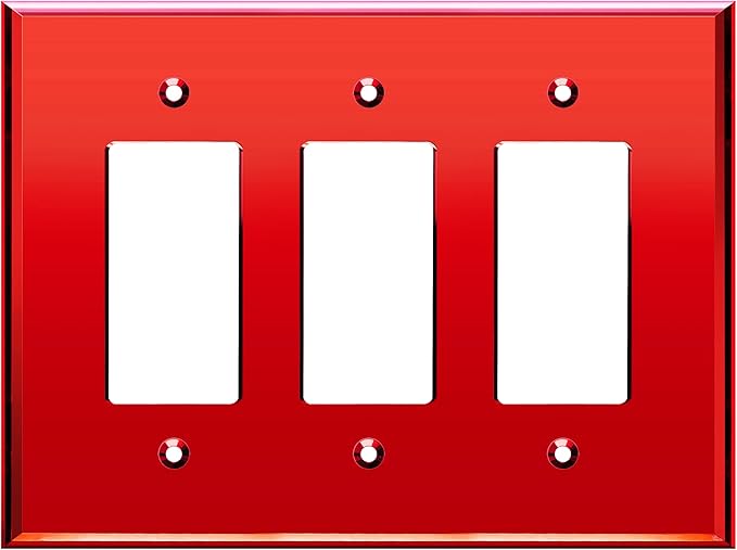 LIDER Reflective Acrylic Decorator Wall Plate, Mirrored Light Switch Plate, Plexiglass Outlet Cover, Acrylic Glass, Oversized 3-Gang 5.25" x 7.06", LWP-33O-ARD, Red