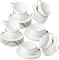 BTaT- Cappuccino Cups with Saucers 7 oz, Dishwasher Safe, Au Lait, Flat White by BrewToATea